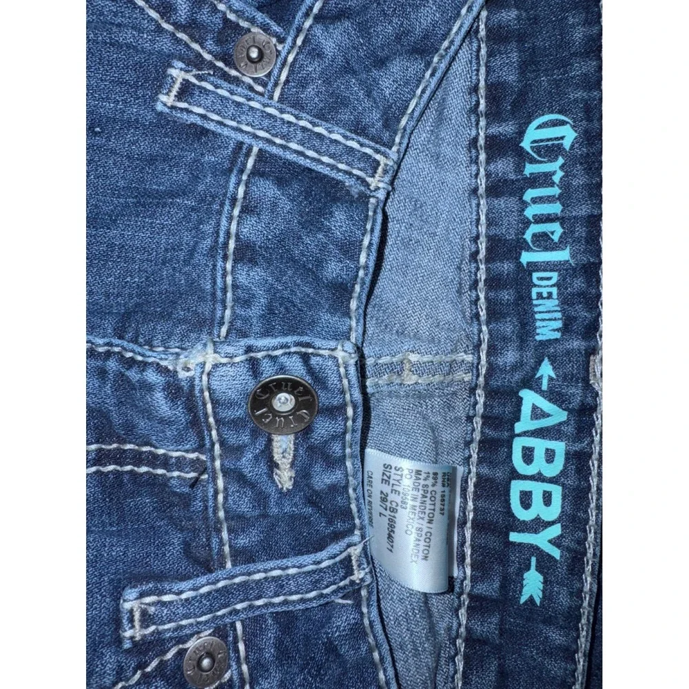 Cruel Denim Abby Straight Leg Jeans Medium Wash Contrast Stitch CB16954071 Sz 29 - Picture 2 of 4